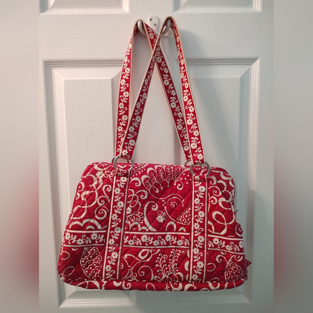 Vera Bradley Twirly Birds Pink and White Quilted Shoulder Bag
